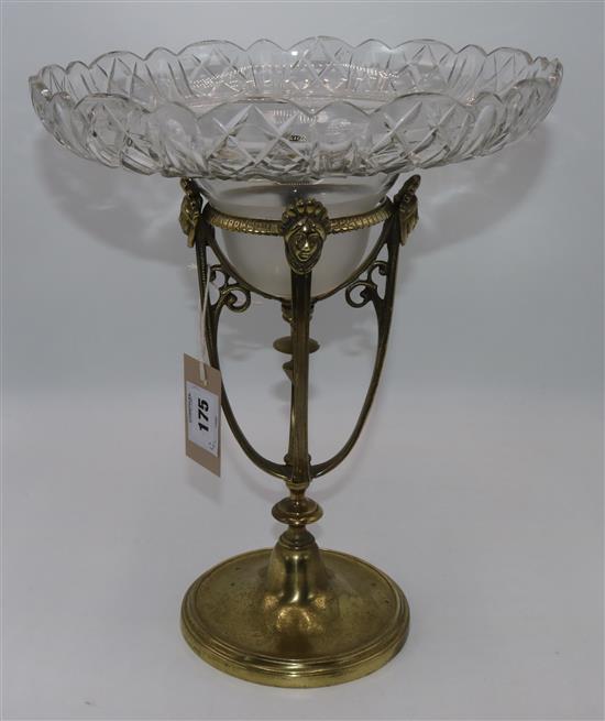 Victorian brass and glass centrepiece